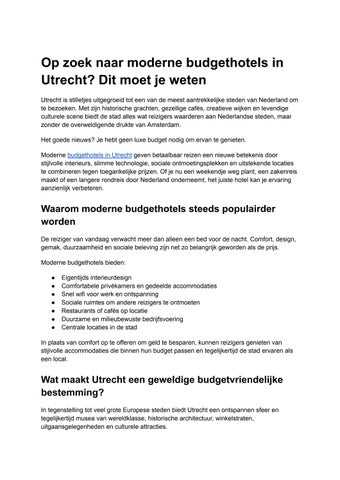 Op zoek naar moderne budgethotels in Utrecht_ Dit moet je weten