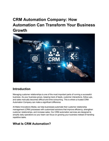 CRM Automation Company: Simplify Your Business Operations