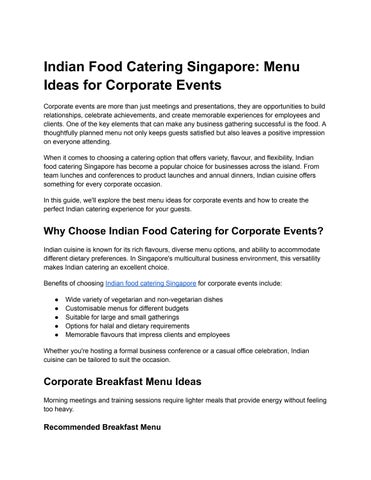 Indian Food Catering Singapore_ Menu Ideas for Corporate Events