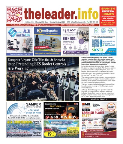 Edition 1134 of the Costa Blanca and Costa Calida Leader Newspaper 29 June - 6 July 2026 