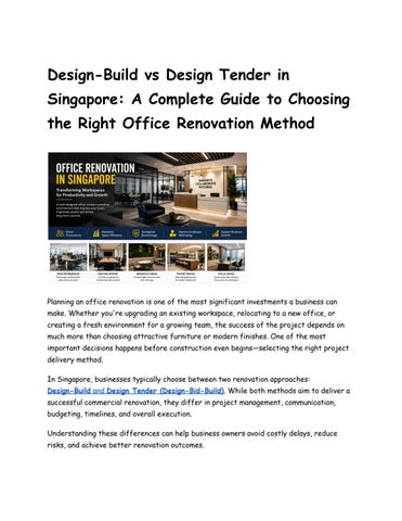 Design-Build vs Design Tender in Singapore_ A Complete Guide to Choosing the Right Office Renovation