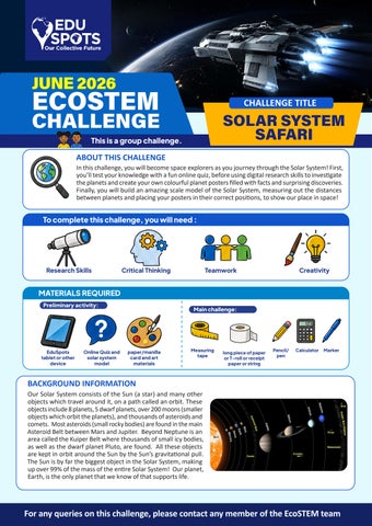 EcoSTEM Challenge Example: Solar System Safari