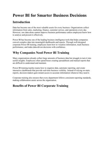 Power BI for Smarter Business Decisions