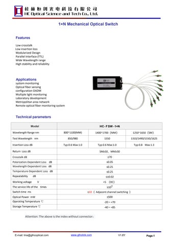 1×N_Mechanical_Multiplexing_Optical_Switch
