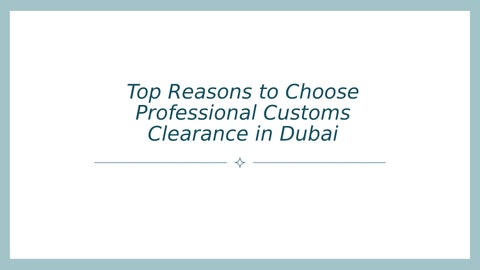 Top Reasons to Choose Professional Customs Clearance in Dubai
