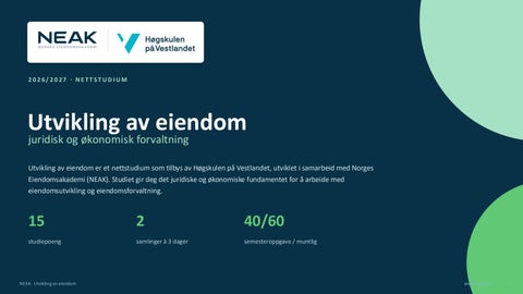 Studium i utvikling av eiendom ved Høgskulen på Vestlandet