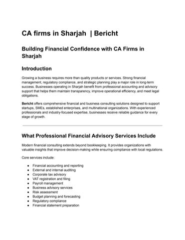 CA firms in Sharjah | Bericht