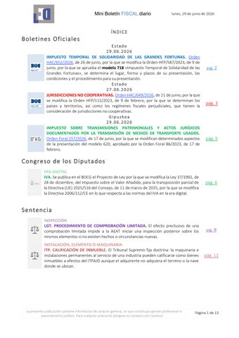 Mini Boletín FISCAL 29/06/2026 - www.gabinetedelaorden.com