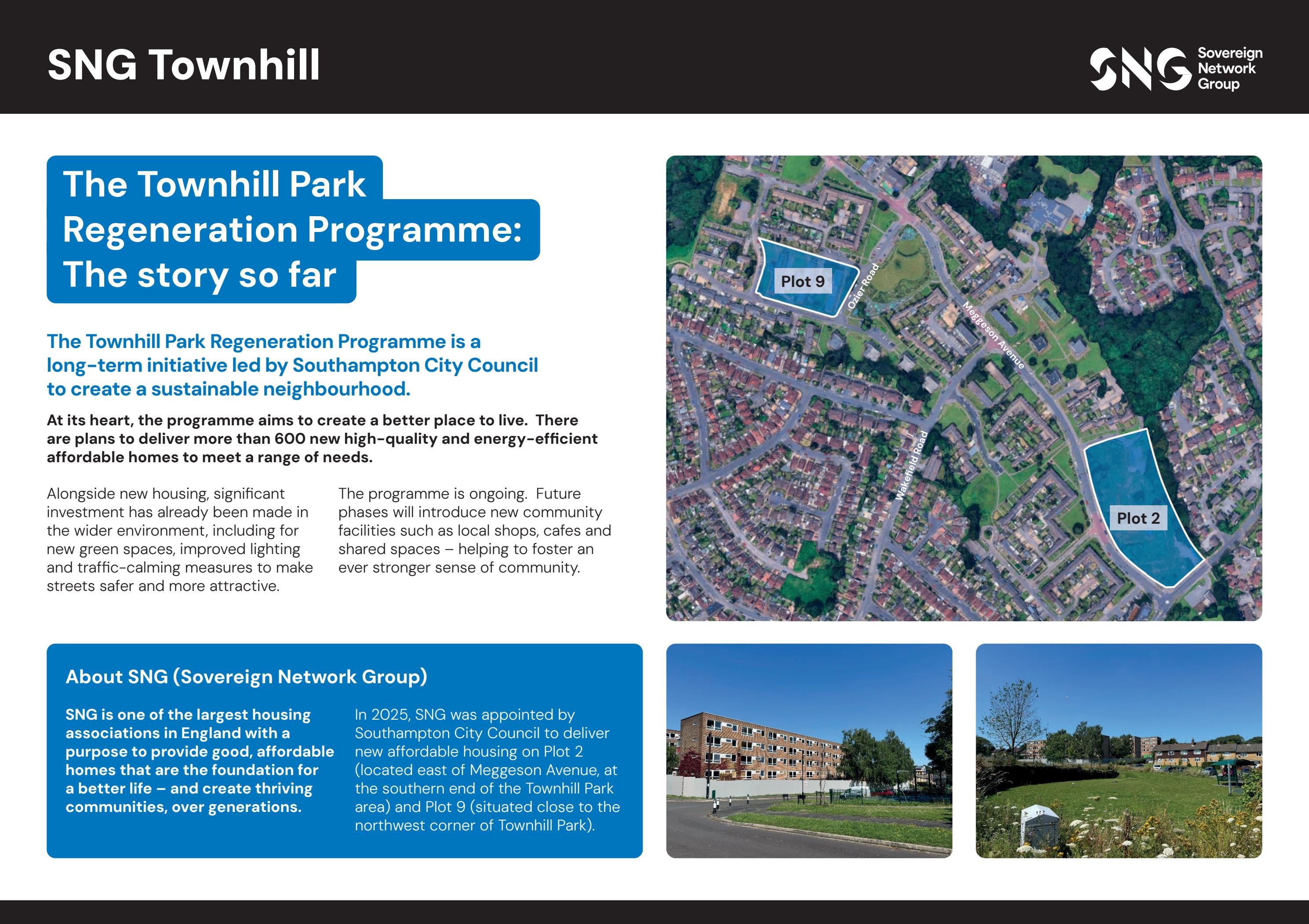 SNG consultation board mapping Plots 2 and 9 within the Townhill Park regeneration programme