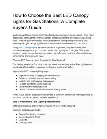 How to Choose the Best LED Canopy Lights for Gas Stations_ A Complete Buyer's Guide