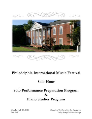 June 29, 2026 Week B SPPP/Piano Solo Hour