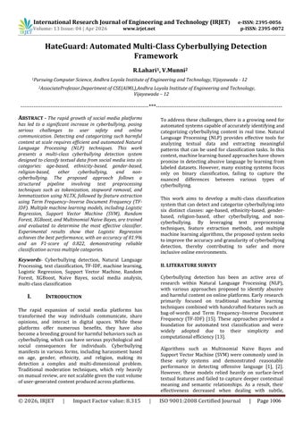 HateGuard: Automated Multi-Class Cyberbullying Detection Framework