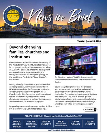 227th General Assembly Daily News Brief — June 30, 2026