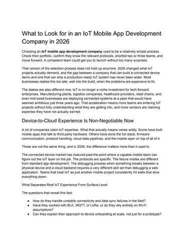 What to Look for in an IoT Mobile App Development Company in 2026