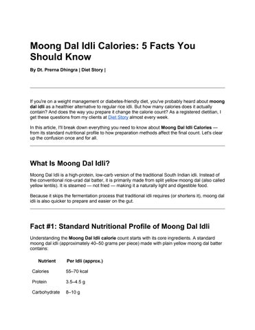 Moong Dal Idli Calories_ 5 Facts You Should Know