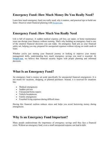 Emergency Fund : How Much Money Do You Really Need? 