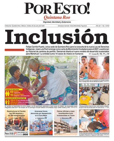 PORTADA POR ESTO CHETUMAL, MARTES 30 DE JUNIO DE 2026