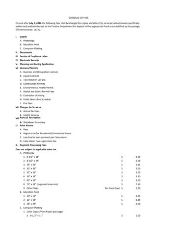 Schedule of Fees 2026-2027