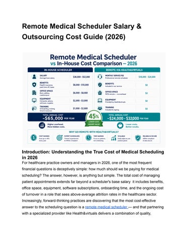 Remote Medical Scheduler Salary & Outsourcing Cost Guide (2026)