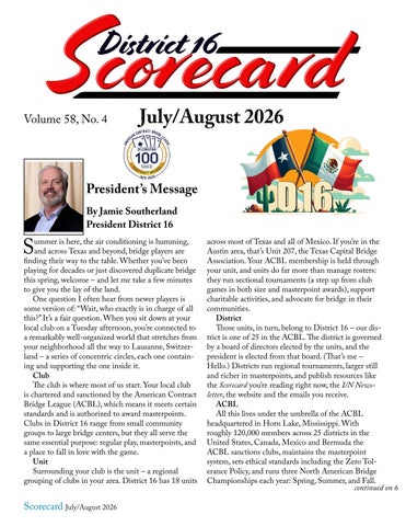 Scorecard Volume 58, No. 4 July/August 2026