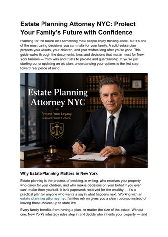 Estate Planning Attorney NYC: Protect Your Family's Future with Confidence