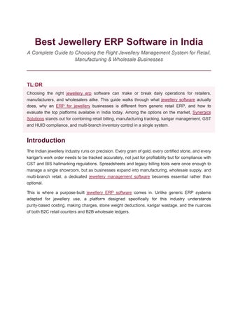 Best Jewellery ERP Software in India: Complete Guide to Choosing the Right Jewellery