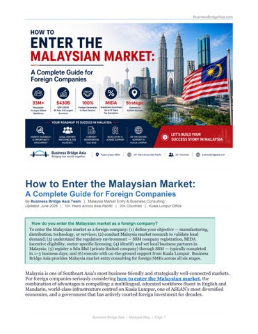 How to Enter the Malaysian Market