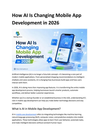 How AI Is Changing Mobile App Development in 2026