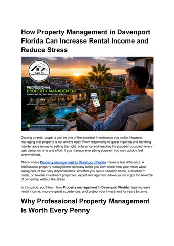How Property Management in Davenport Florida Can Increase Rental Income and Reduce Stress
