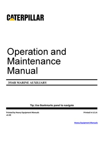 CAT Caterpillar 3516B Marine Auxiliary Operation & Maintenance Manual PDF Download