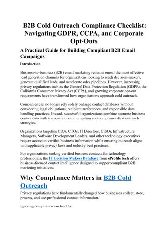 B2B Cold Outreach Compliance Checklist