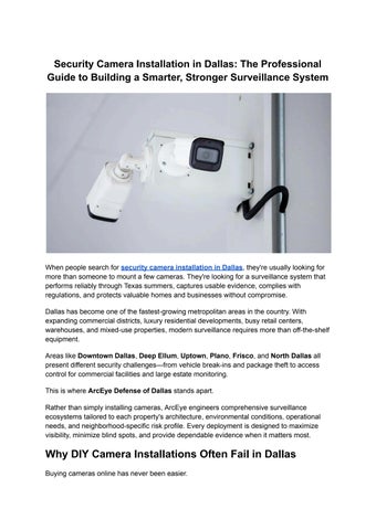 Security Camera Installation in Dallas_ The Professional Guide to Building a Smarter, Stronger Surve