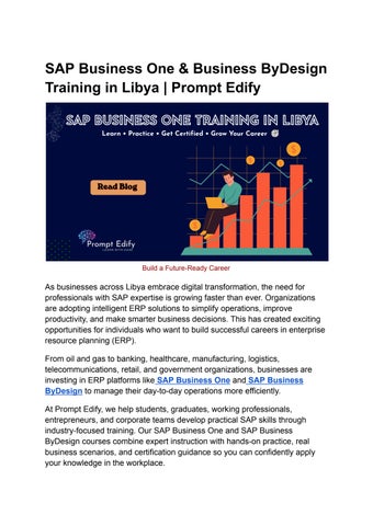 SAP Business One & Business ByDesign Training in Libya