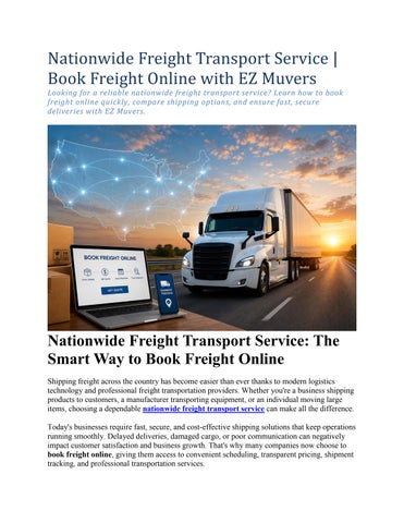 Nationwide Freight Transport Service  Fast & Reliable Shipping