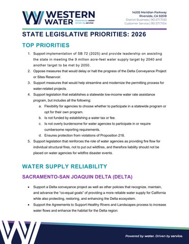 Western Water 2026 State Policy Priorities
