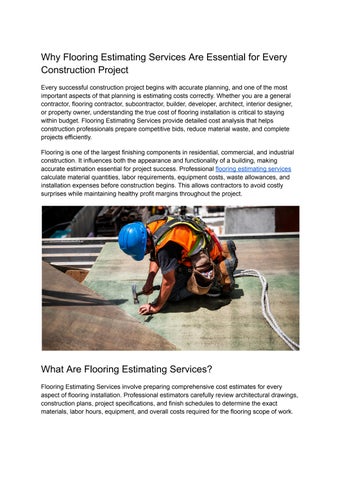 Flooring Estimating Services: The Foundation of Accurate Construction Budgeting