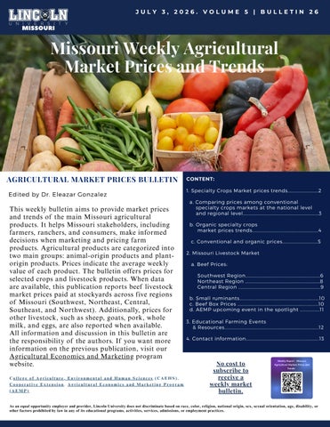 26-26 Missouri Agricultural Market Prices and Trends-Bulletin 26