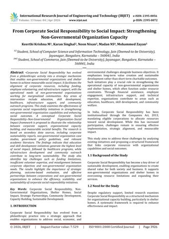 From Corporate Social Responsibility to Social Impact: Strengthening Non-Governmental Organization C