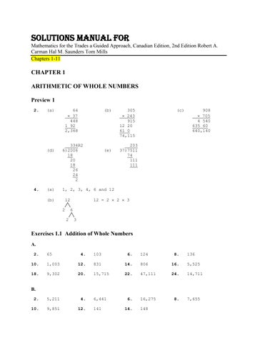 Solution Manual For Mathematics for the Trades A Guided Approach,Canadian Edition, 2nd edition Rober