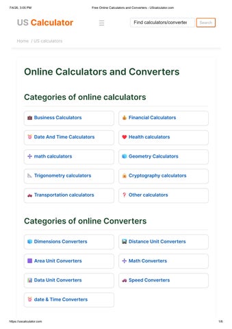 Free Online Calculators and Converters - UScalculator.com
