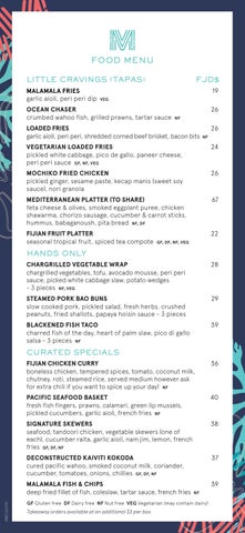 Malamala Beach Club Menu