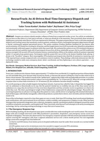RescueTrack: An AI-Driven Real-Time Emergency Dispatch and Tracking System with Multimodal AI Assist
