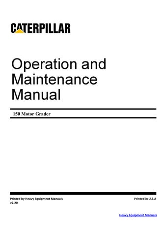 Cat 150 Motor Grader Operation & Maintenance Manual
