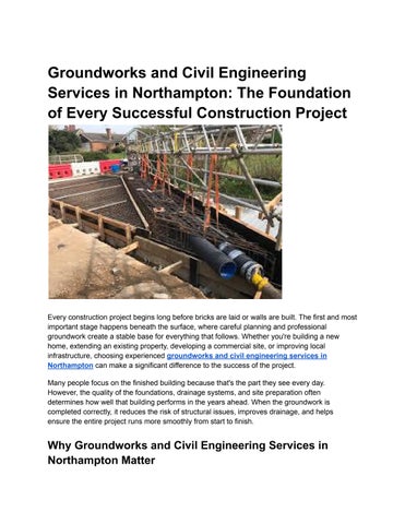 groundworks and civil engineering services in Northampton.