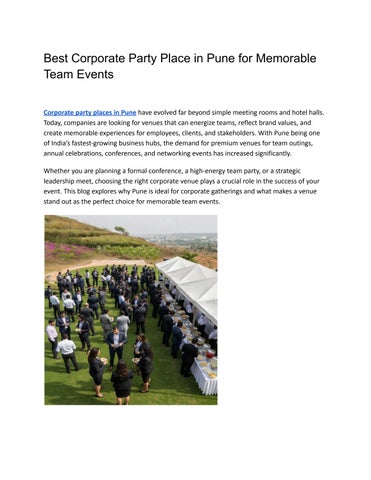 Best Corporate Party Place in Pune for Memorable Team Events