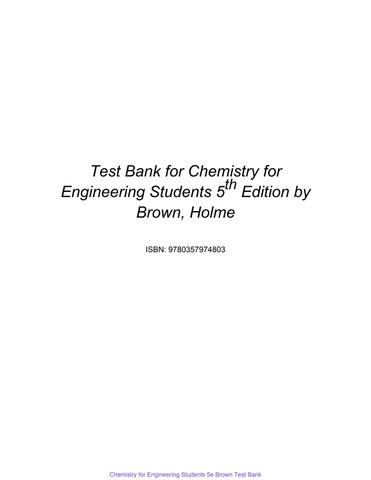 Chemistry For Engineering Students 5Th Brown Test Bank