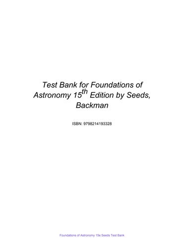 Foundations Of Astronomy 15Th Seeds Test Bank