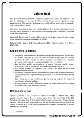 Valores Rack