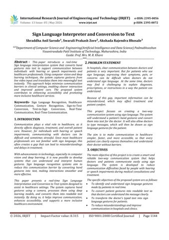 Sign Language Interpreter and Conversion to Text