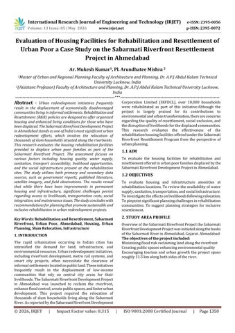 Evaluation of Housing Facilities for Rehabilitation and Resettlement of Urban Poor a Case Study on t